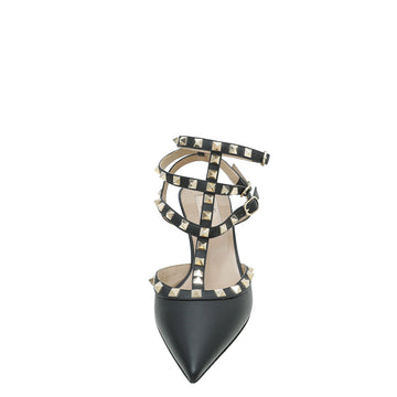 Valentino Black Rockstud Caged 85mm Pump 37.5