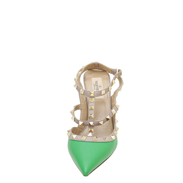 Valentino Green Rockstud Caged Ankle Strap Pump 38