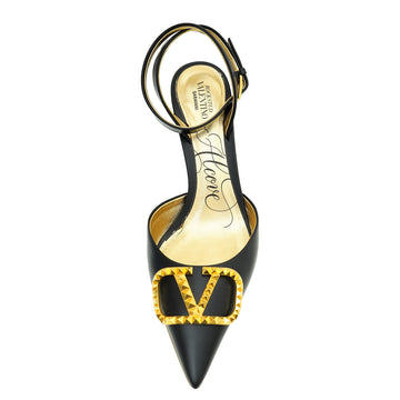 Valentino Black Vlogo Rockstud Slingback Pump 40