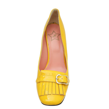 JF Yellow Fringe Square Toe Pump 40