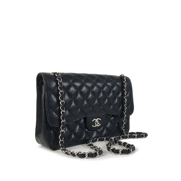 CHANEL Jumbo Classic Caviar Double Flap Shoulder Bag