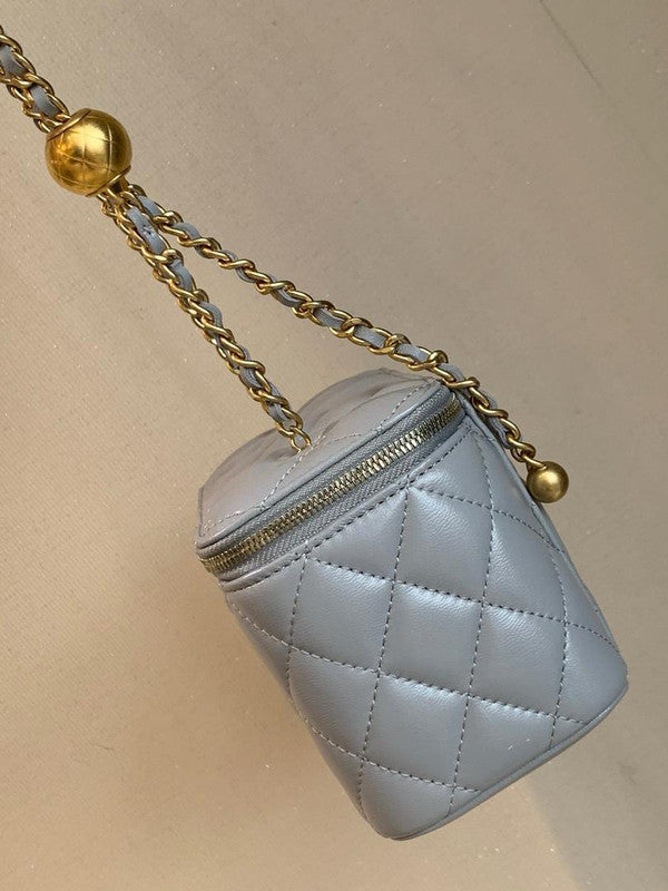 Chanel Pearl Crush Vanity Case with Chain Quilted Lambskin Small