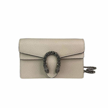 Gucci Super Mini Dionysus Leather Crossbody Bag in White with RHW