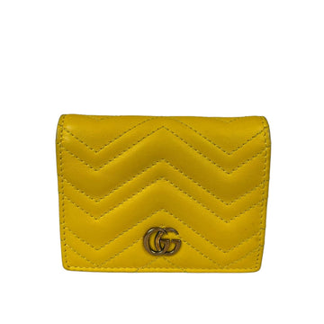 Gucci GG Marmont Card Case Wallet in Yellow with GHW