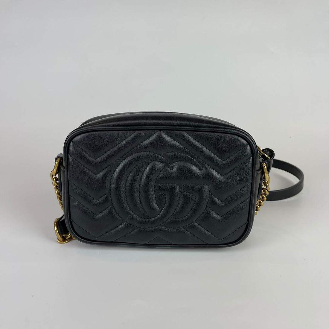 Gucci Mini GG Marmont Camera Bag in Black with GHW