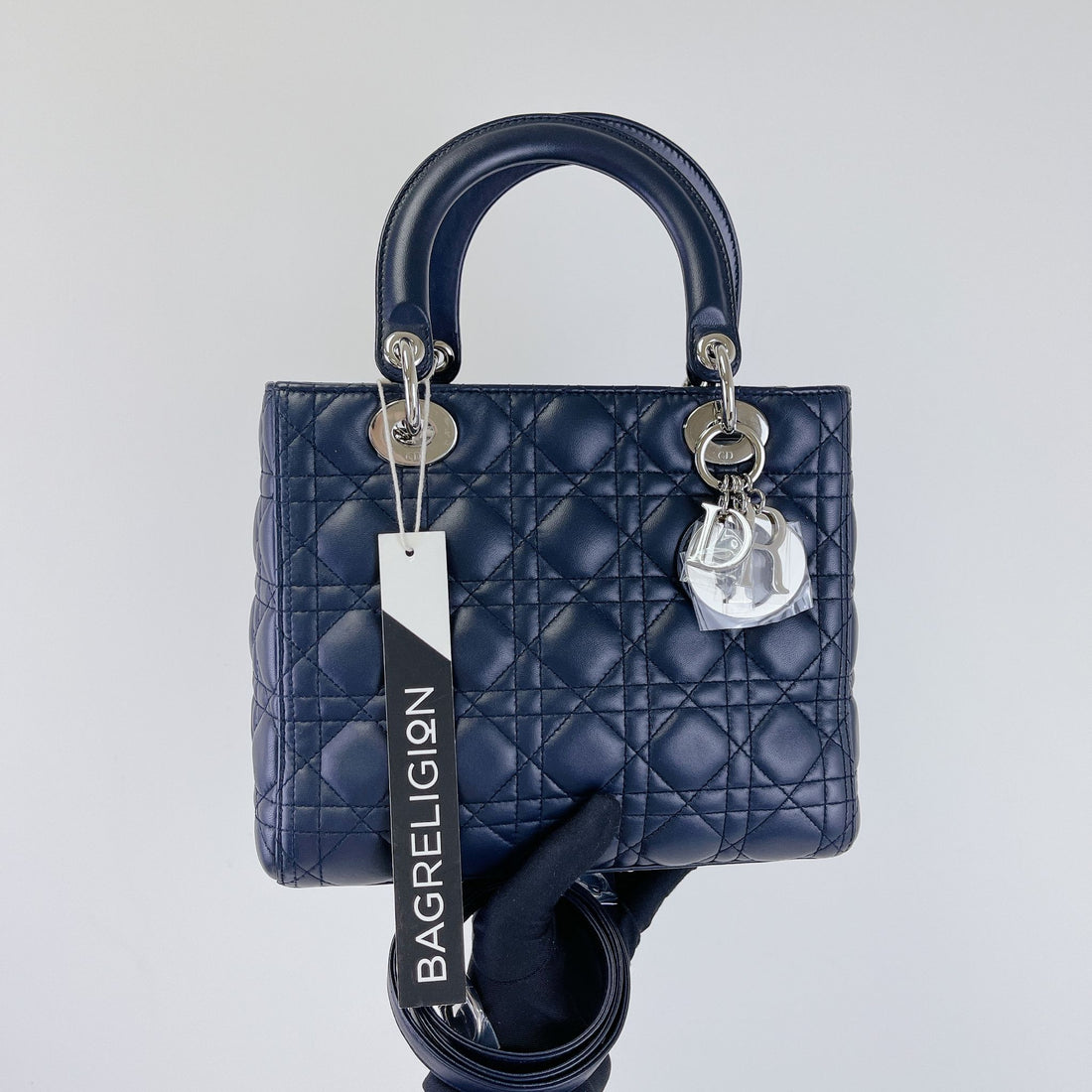 Lady Dior Medium Lambskin Navy Blue SHW