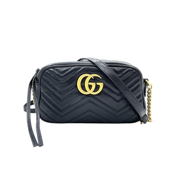 Gucci Small Marmont Leather Camera Black GHW