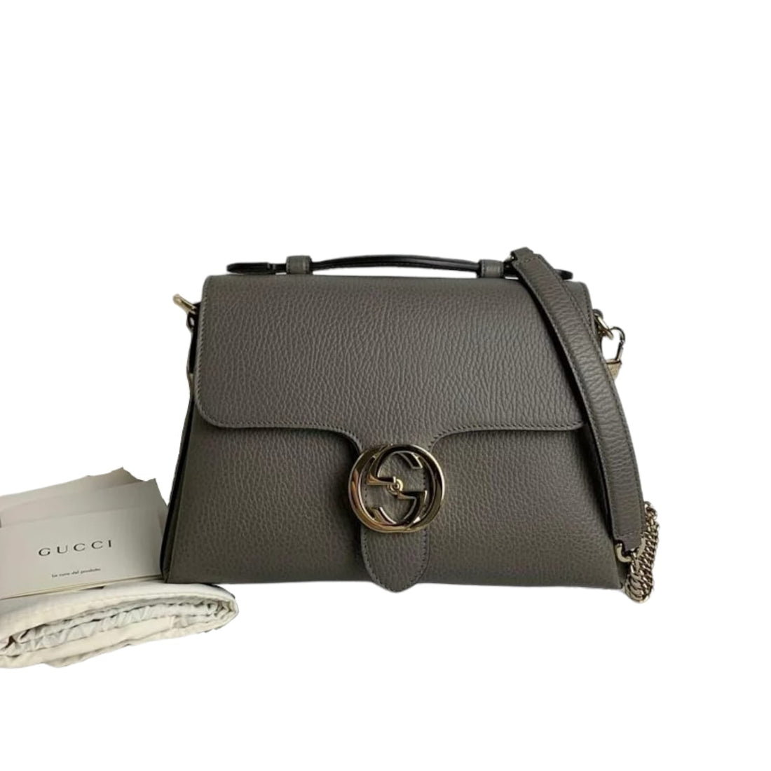 Gucci Interlocking GG CalBNkin Leather Grey GHW
