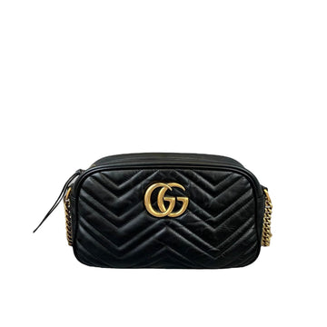 Gucci Small Marmont Leather Camera Black GHW