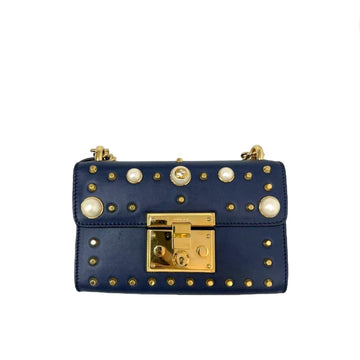 Gucci Small Studded Padlock Dark Blue GHW