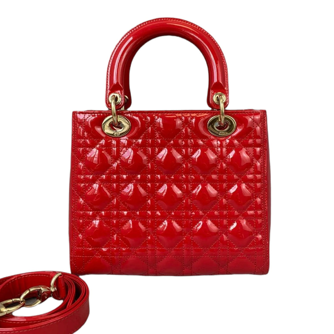 Medium Lady Dior Cannage New 1:1 Repl Red GHW