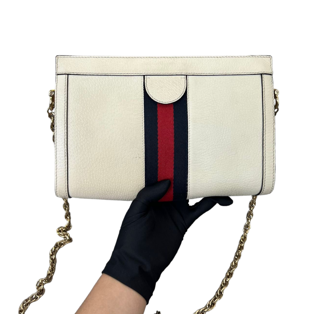 Gucci Ophidia Small Textured CalBNkin White Shoulder Bag GHW