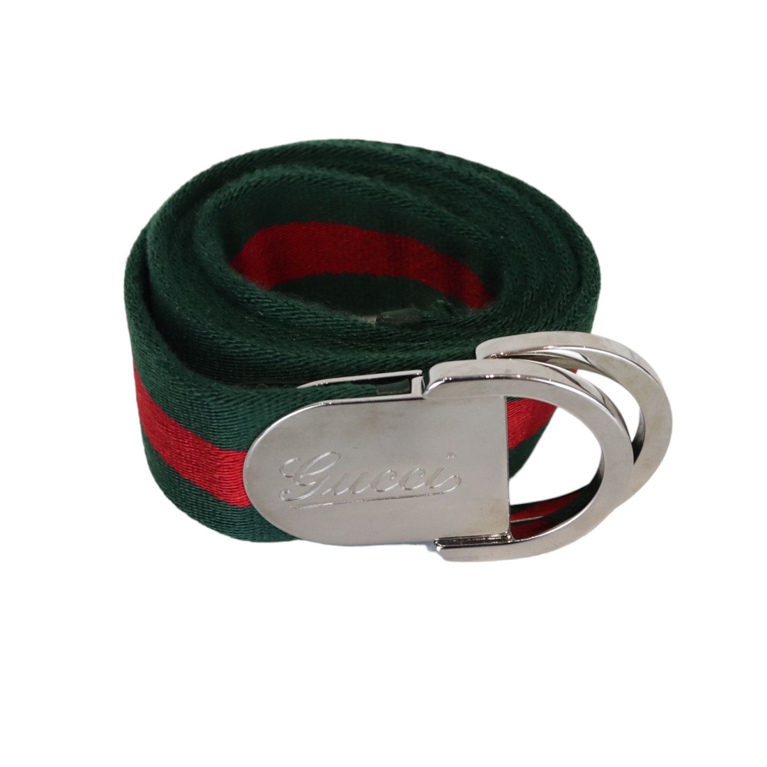 Gucci  Buckle Belt Green/Red Fabric Size 95