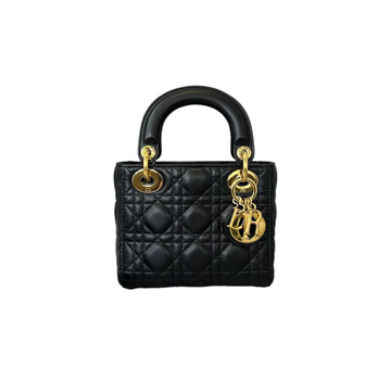Lambskin Cannage Mini Lady Dior Black GHW
