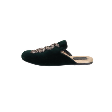Gucci Velvet Snake Lawrence Slippers Green Size 8