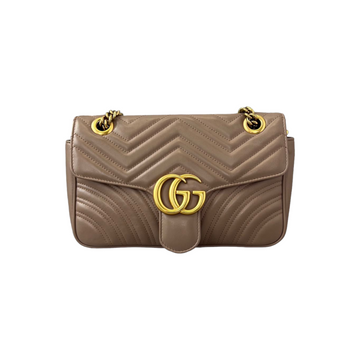 Gucci CalBNkin Matelasse Medium GG Marmont Shoulder Bag Beige GHW