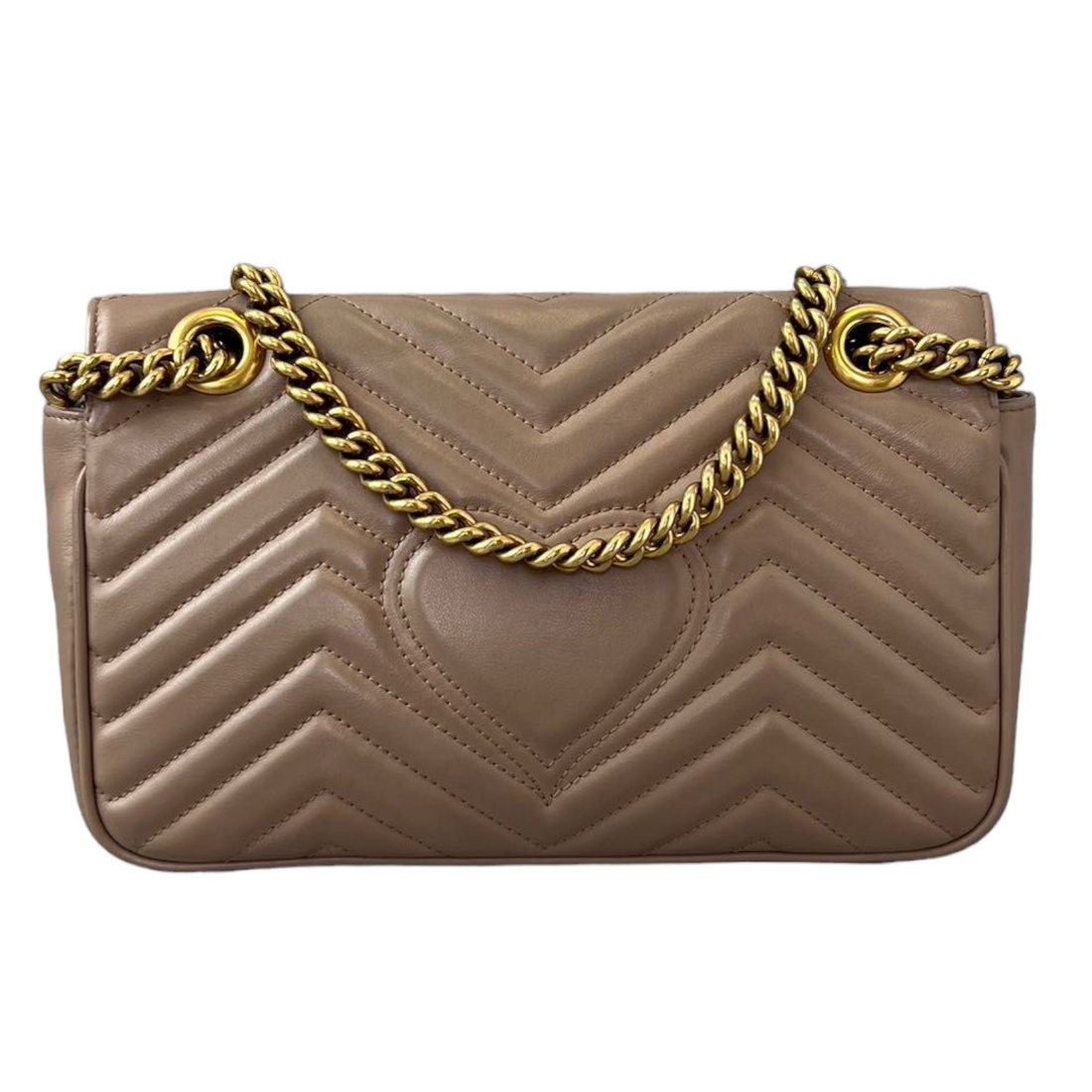 Gucci CalBNkin Matelasse Medium GG Marmont Shoulder Bag Beige GHW