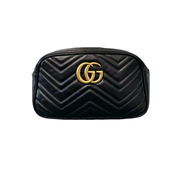 Gucci GG Marmont Camera Bag Shoulder Small CalBNkin Black GHW