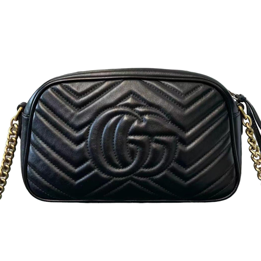 Gucci GG Marmont Camera Bag Shoulder Small CalBNkin Black GHW