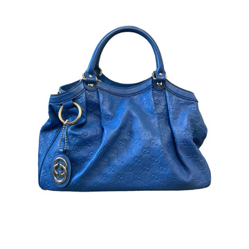 Gucci Sukey Tote Medium Guccissima Leather Blue SHW