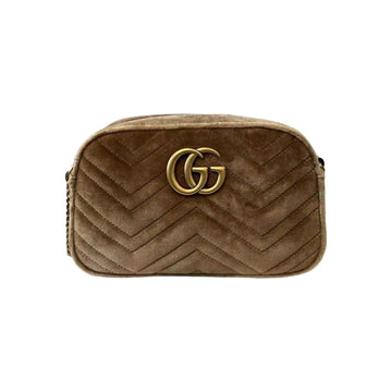 Gucci GG Marmont Small Chain Shoulder Velvet Matelasse Brown GHW