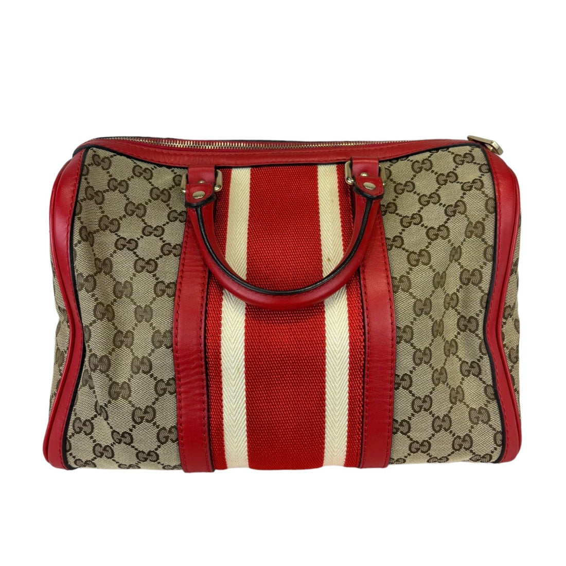 Gucci  Web Boston Medium Monogram Red GHW