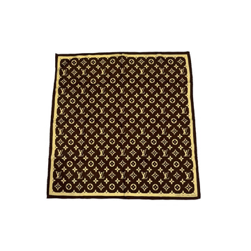 Louis-Vuitton  Silk Logo Square Scarf Brown