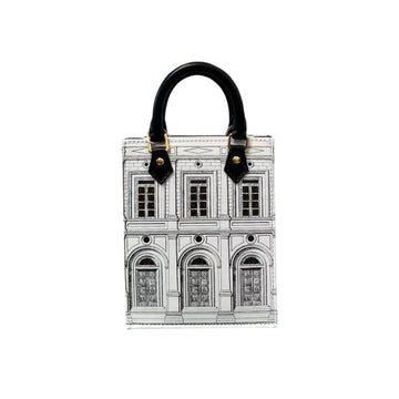 Louis-Vuitton X Fornasetti Architettura Petit Sac Plat CalBNkin Black White GHW