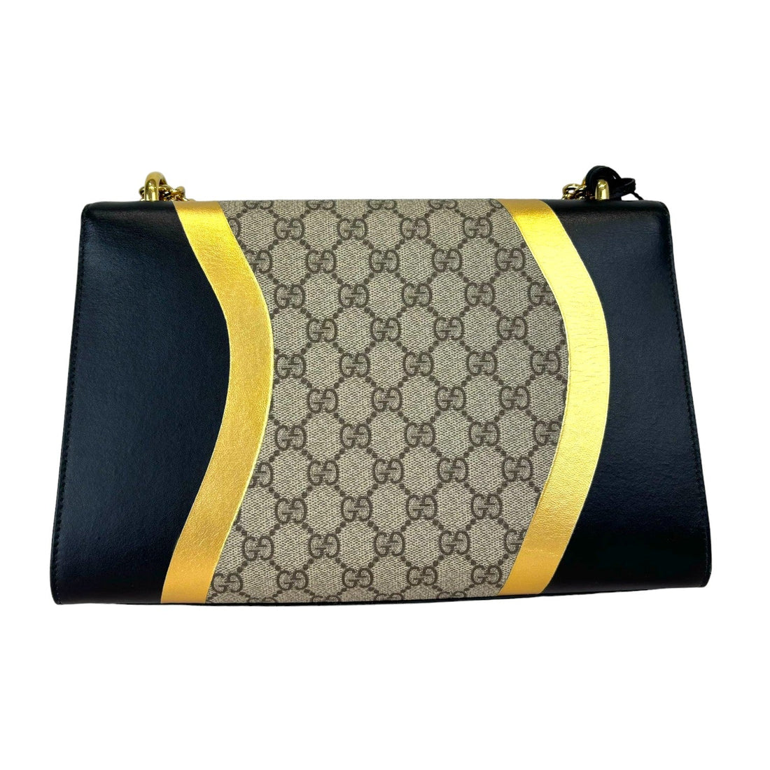 Gucci Padlock GG Supreme Shoulder Medium Monogram Black Gold GHW