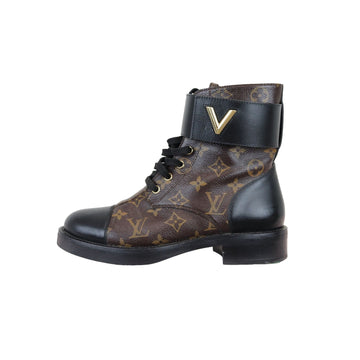 Louis-Vuitton Wonderland Flat Ranger Boots CalBNkin Black Size 38