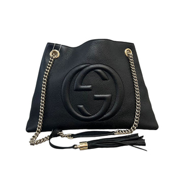 Gucci Soho Chain Shoulder Medium Pebbled CalBNkin Black GHW