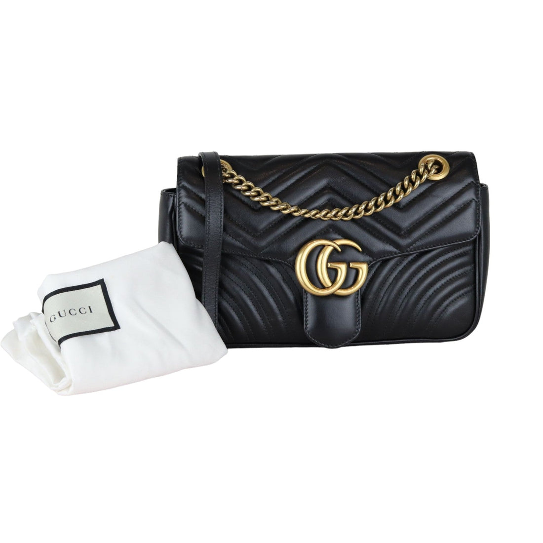 Gucci GG Marmont Shoulder CalBNkin Matelasse Black GHW