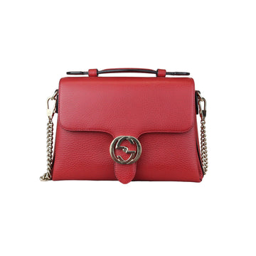 Gucci Interlocking G Top Handle Medium Dollar CalBNkin Red GHW