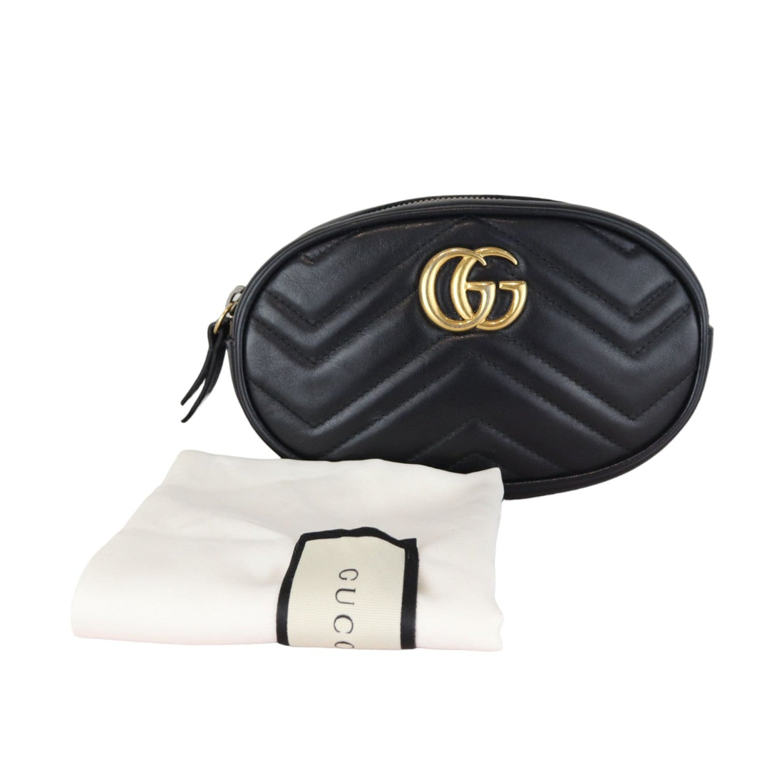 Gucci Marmont Belt Bag CalBNkin Black GHW Size 85