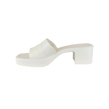 Gucci Logo Womens Platform Slide Sandals Rubber Mystic White Size 38