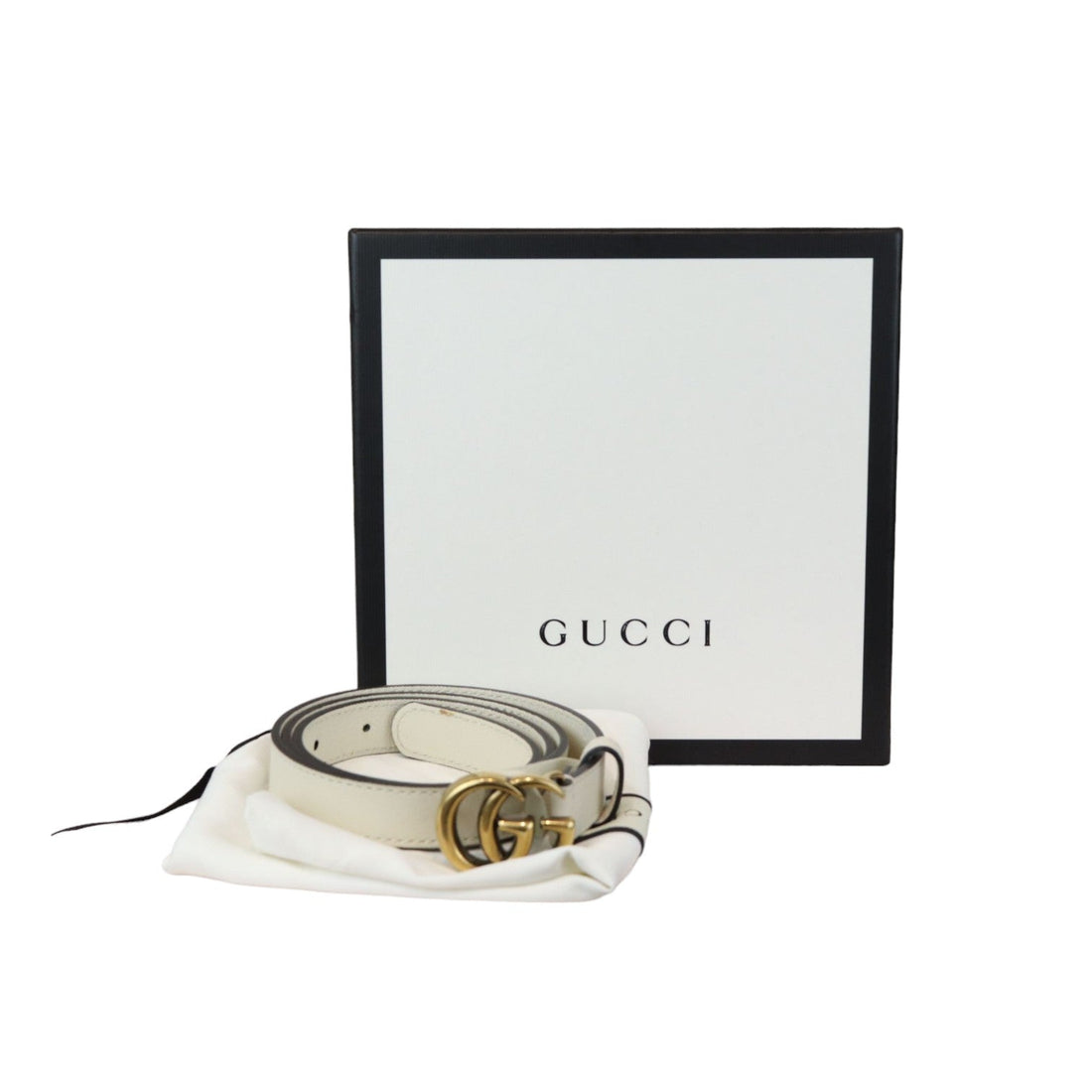 Gucci Double G Belt CalBNkin Mystic White Size 80 GHW