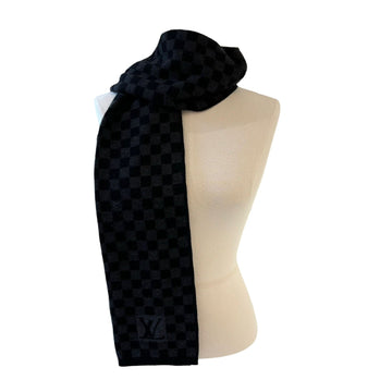 Louis-Vuitton Graphite Scarf Wool Damier Black