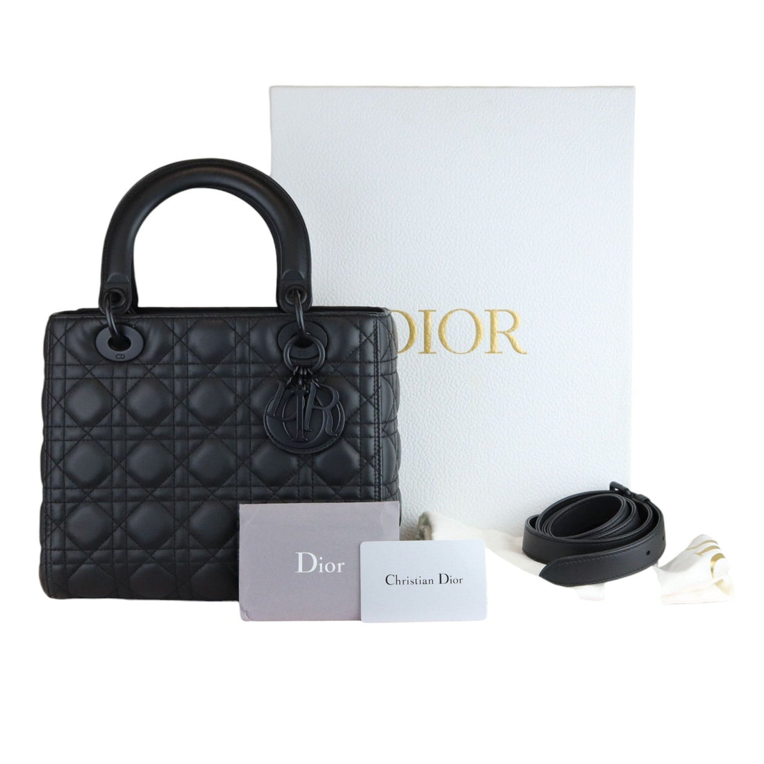 Lady Dior Medium Ultra Matte CalBNkin Cannage Black BHW
