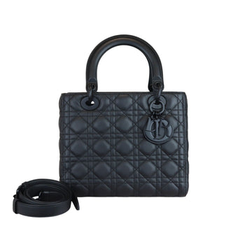 Lady Dior Medium Ultra Matte CalBNkin Cannage Black BHW