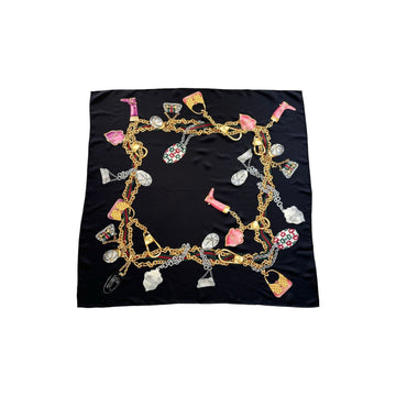 Gucci Multi Icon Print Scarf Silk Black