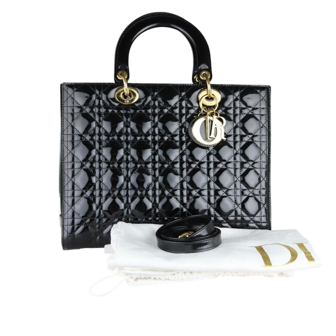 Lady Dior Large New 1:1 Repl Quilted Black GHW