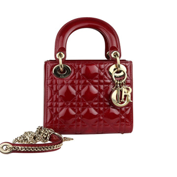 Lady Dior Mini New 1:1 Repl Cannage Red GHW