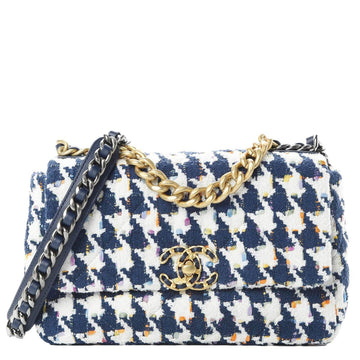 Pearl Street Bags Chanel 19 Flap Medium Quilted Tweed Hobo Bag Navy Blue