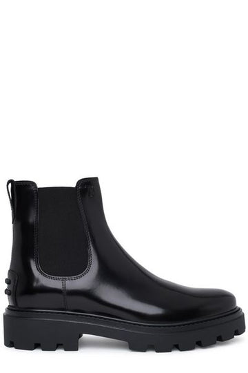 BLACK LEATHER ANKLE BOOTS