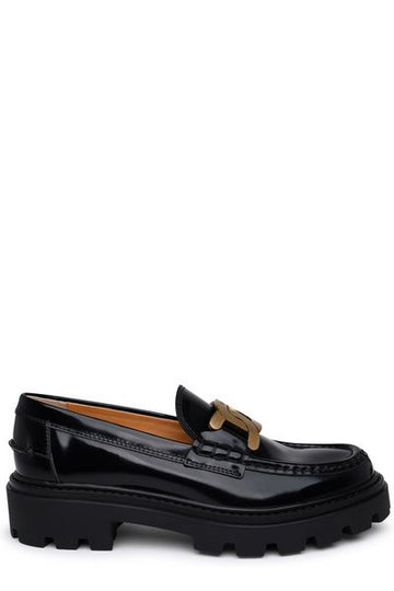 LEATHER LOGO LOAFERS.