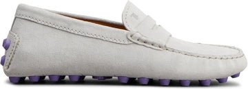LIGHT GREY LEATHER GOMMINO LOAFERS.
