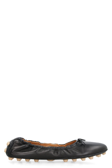 BUBBLE LEATHER BALLET FLATS