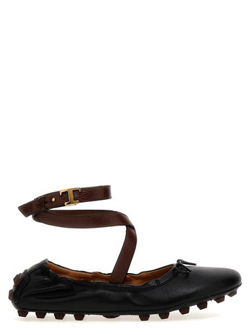 BUBBLE LEATHER BALLERINA WITH STRAP