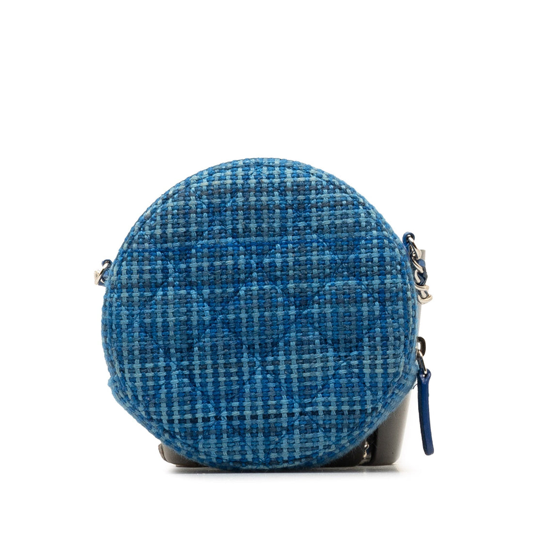 CHANEL Quilted Tweed Round Clutch With Chain Crossbody Bag