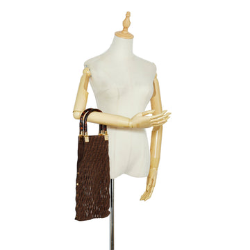 Fendi Sunny Tote Brown Zucca Suede Leather